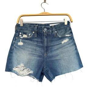AG Adriano Goldschmied Shorts Womens 26 Blue Alexxis High Rise Distressed Denim